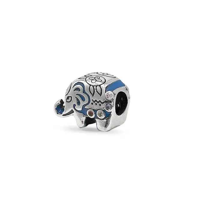 Berloque Elefante com Resina Azul e Zircônias