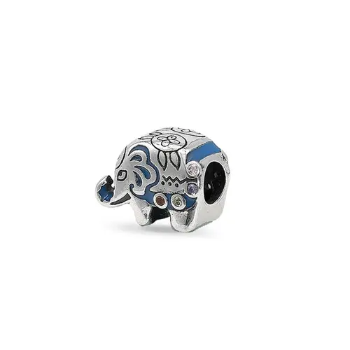Berloque Elefante com Resina Azul e Zircônias