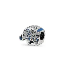 Berloque Elefante com Resina Azul e Zircônias