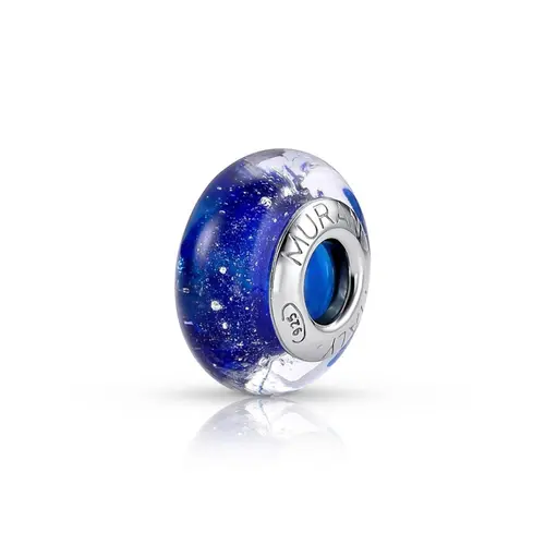 Berloque Separador Murano Azul com Glitter