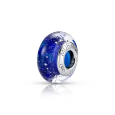 Berloque Separador Murano Azul com Glitter