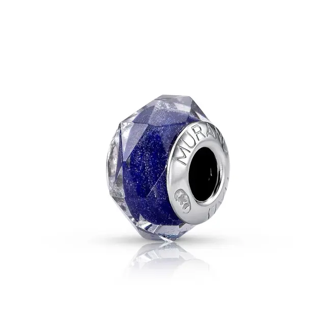 Berloque Separador Murano Facetado com Azul Noite