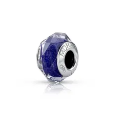 Berloque Separador Murano Facetado com Azul Noite