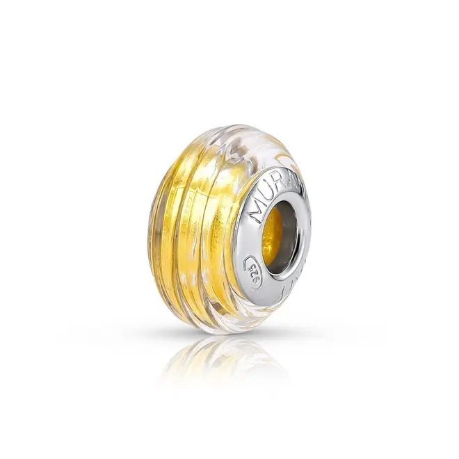 Berloque Separador Murano Dourado Trabalhado