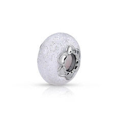 Berloque Separador Murano Branco com Glitter