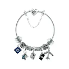 Pulseira de Prata com Berloques de Viagem