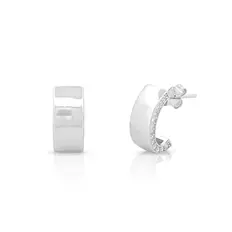 Brinco Meia Argola Espelhada com Zircônias Cristal