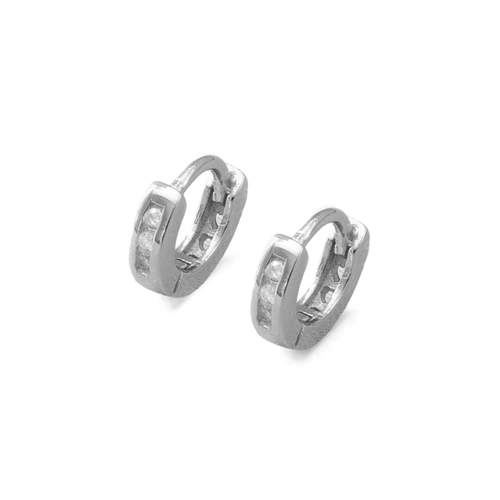 Brinco Argola Linha Click com Zircônia Cristal