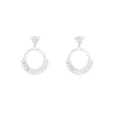 Brinco Balanço Círculo com Zircônia Cristal Retangular