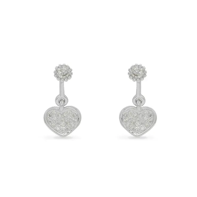 Brinco Balanço com Coração de Zircônia Cristal