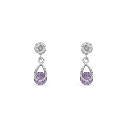 Brinco de Prata Balanço com Zircônia Cristal e Ametista