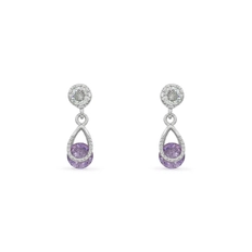 Brinco de Prata Balanço com Zircônia Cristal e Ametista