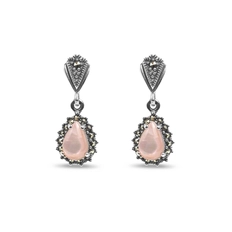 Brinco Balanço com Madrepérola Rosa e Marcassitas