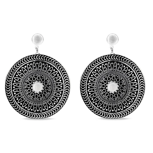 Brinco de Prata Balanço com Mandala Envelhecida
