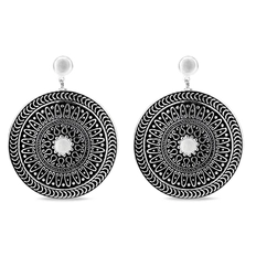 Brinco de Prata Balanço com Mandala Envelhecida