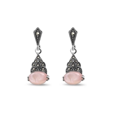 Brinco Balanço com Marcassita e Madrepérola Rosa