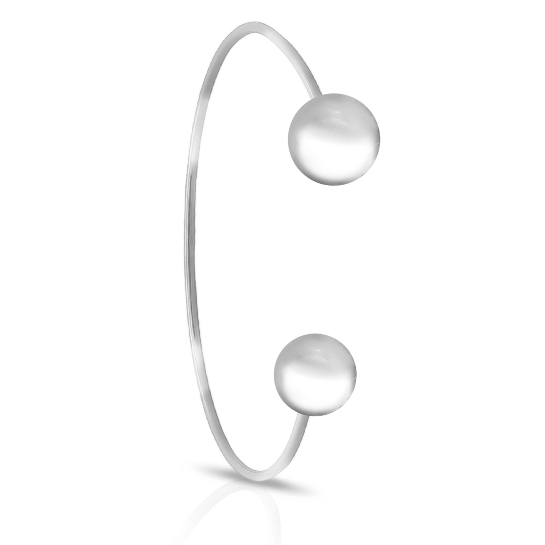 Bracelete Espelhado Aberto com Esferas