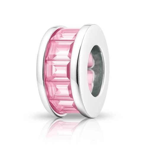Berloque Separador Zircônia Rosa Retangular