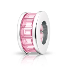 Berloque Separador Zircônia Rosa Retangular