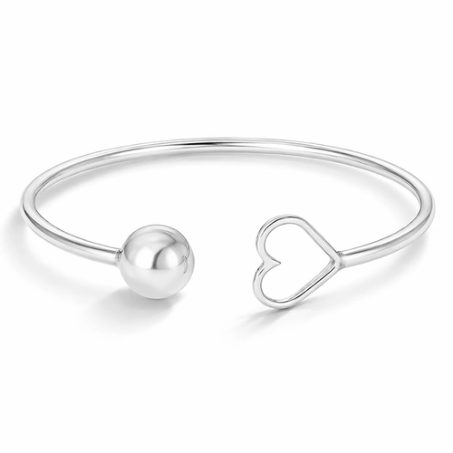 Bracelete Coração Vazado com Esfera Espelhada