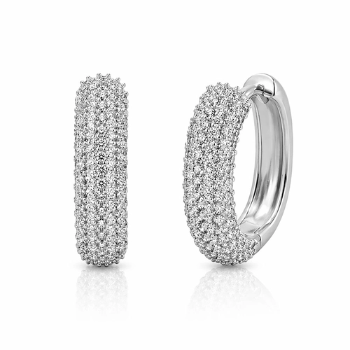 Brinco Argola Click Quadrada Cravejado com Zircônias Cristal