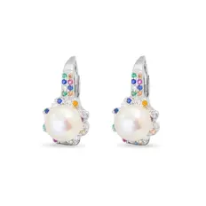 Brinco de Prata com Zircônia Colorida e Pérola Biwa