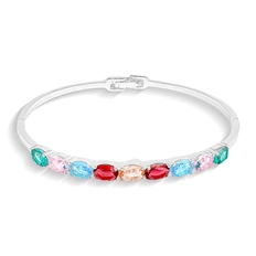 Bracelete Em Prata Leve Articulado Com Zircônias Coloridas