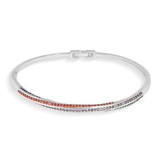 Bracelete Em Prata Leve Articulado Com Zircônias Coloridas