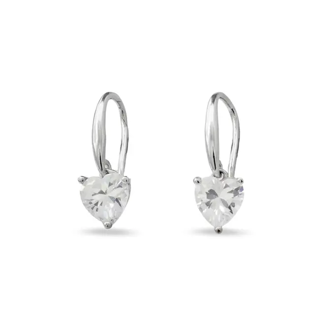 Brinco De Coração Com Zircônia Cristal.