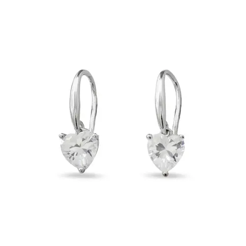 Brinco De Coração Com Zircônia Cristal.