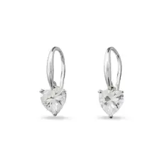 Brinco De Coração Com Zircônia Cristal.