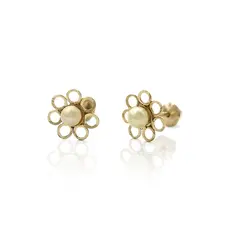 Brinco Baby Gold Flor Vazada com Pérola