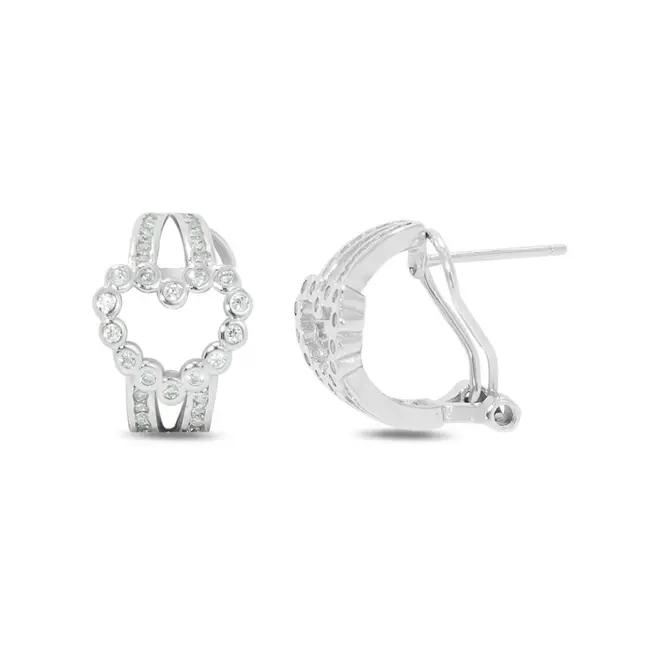 Brinco Meia Argola Coração com Zircônia Cristal