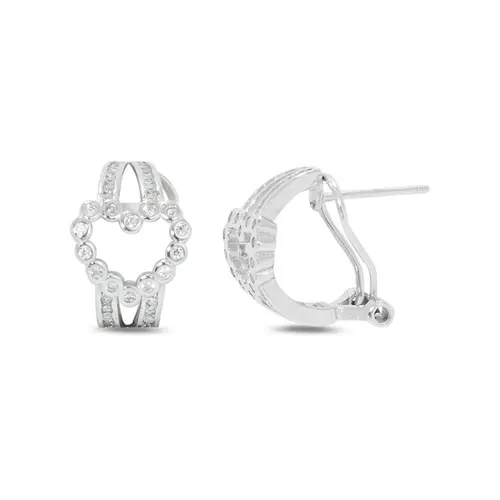 Brinco Meia Argola Coração com Zircônia Cristal