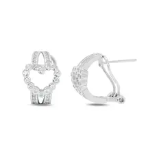 Brinco Meia Argola Coração com Zircônia Cristal