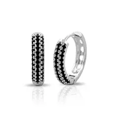 Brinco Argola Click com Zircônias Ônix Cravejadas