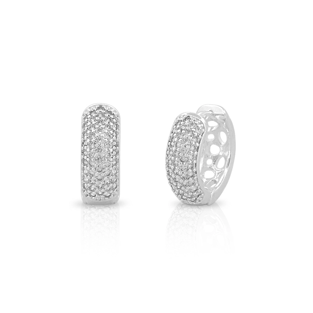 Brinco Argola Click com Zircônias Cristal Cravejadas M