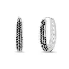 Brinco Argola Click Oval com Zircônias Ônix G