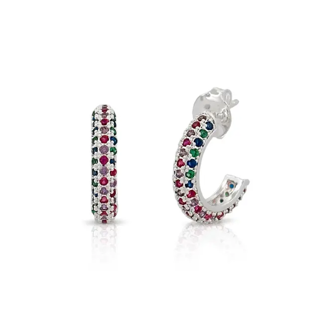 Brinco Argola com Zircônias Coloridas