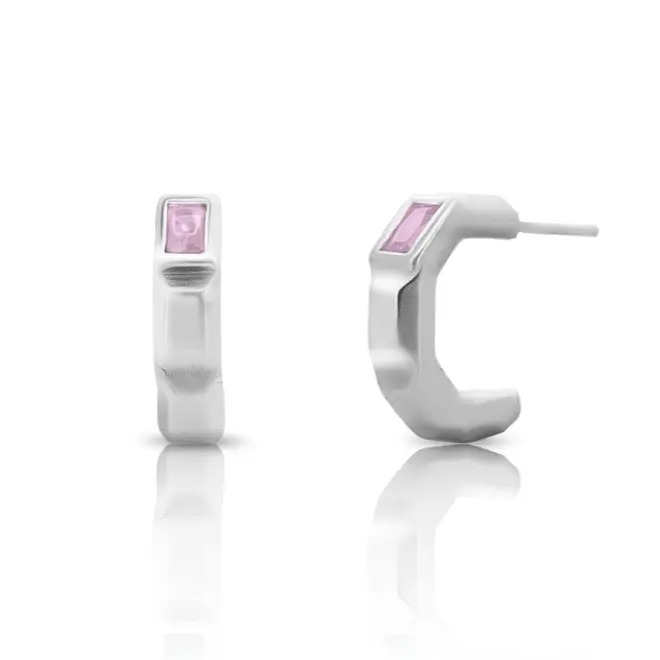 Brinco Argola com Zircônia Rosa