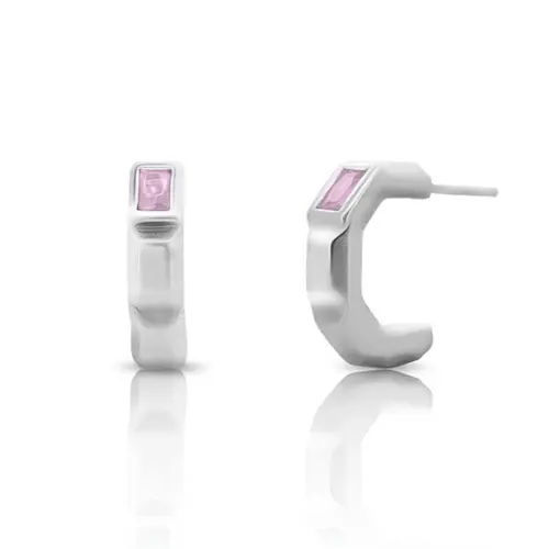 Brinco Argola com Zircônia Rosa
