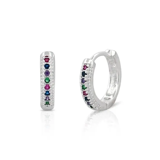 Brinco Argola Clic com Zircônias Coloridas