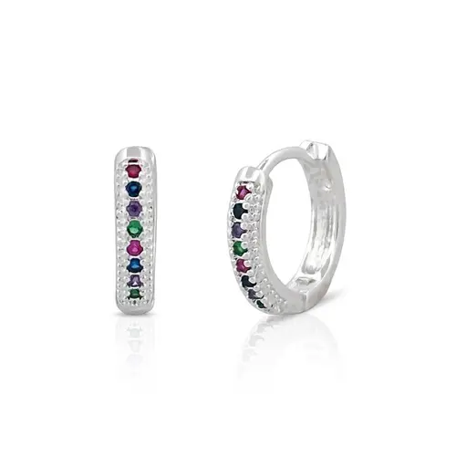 Brinco Argola Clic com Zircônias Coloridas
