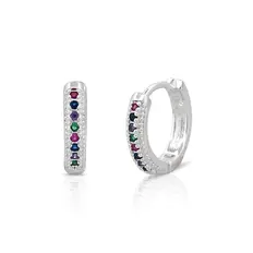 Brinco Argola Clic com Zircônias Coloridas