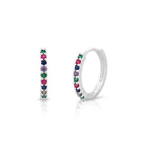 Brinco Argola Click com Zircônias Coloridas