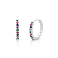 Brinco Argola Click com Zircônias Coloridas