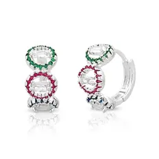 Brinco Argola Click com Círculos Cravejados de Zircônias Coloridas