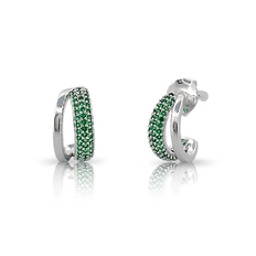 Brinco Argola Dupla Espelhada com Zircônias Esmeralda