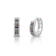 Brinco Argola Click Cravejado com Zircônias Coloridas G