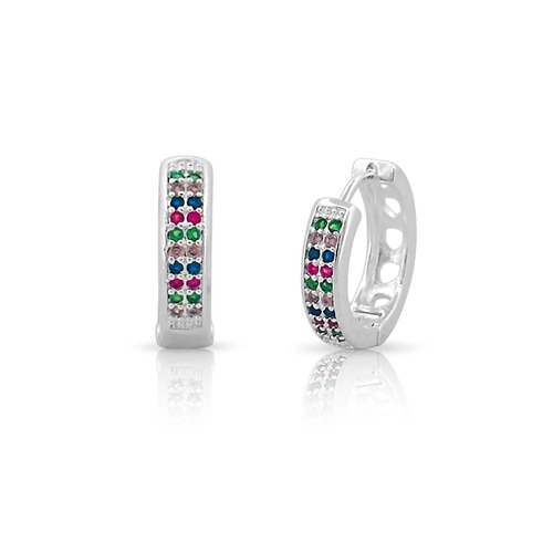 Brinco Argola Click com Zircônias Coloridas
